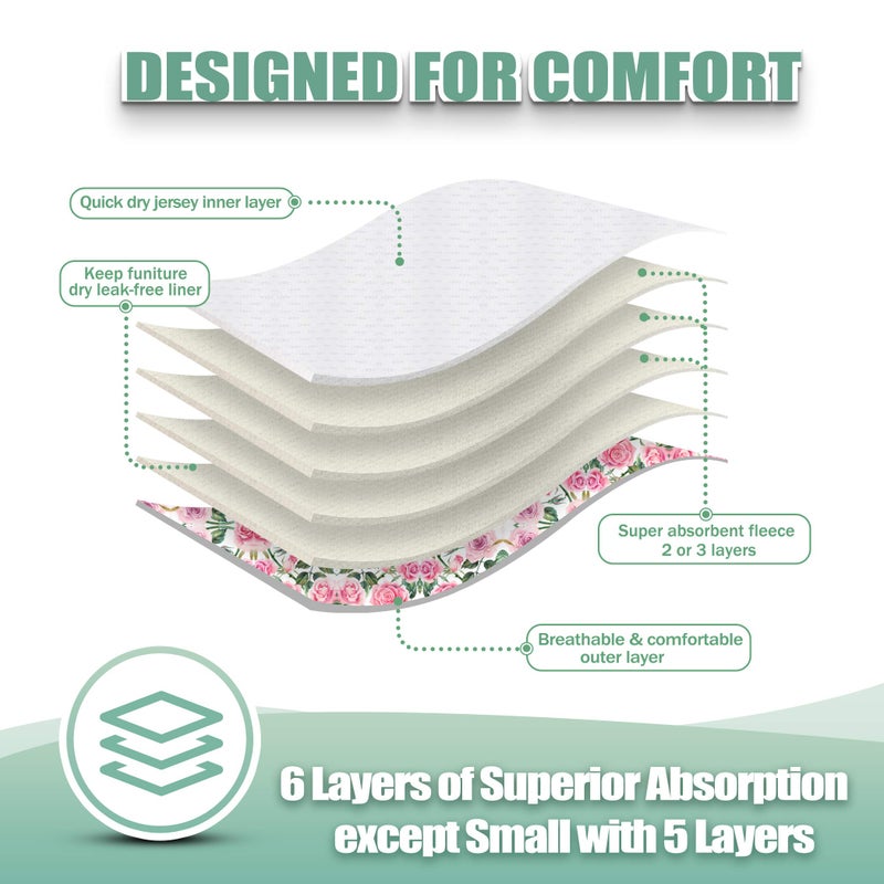 wegreeco Luxury Washable Reusable Dog Diapers (Stylish Pattern) - Female Dog Diapers, Doggie Diapers, 3 Pack (Floral, Large) - Image 4